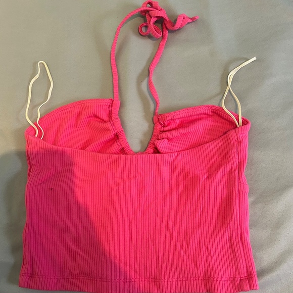 aritzia wilfrid pink top ribbed string neck - Picture 2 of 4